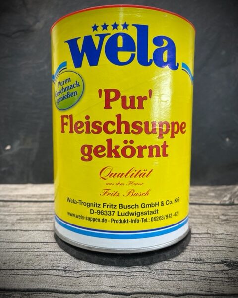 Klare Fleischsuppe,  gekörnt,  Pur